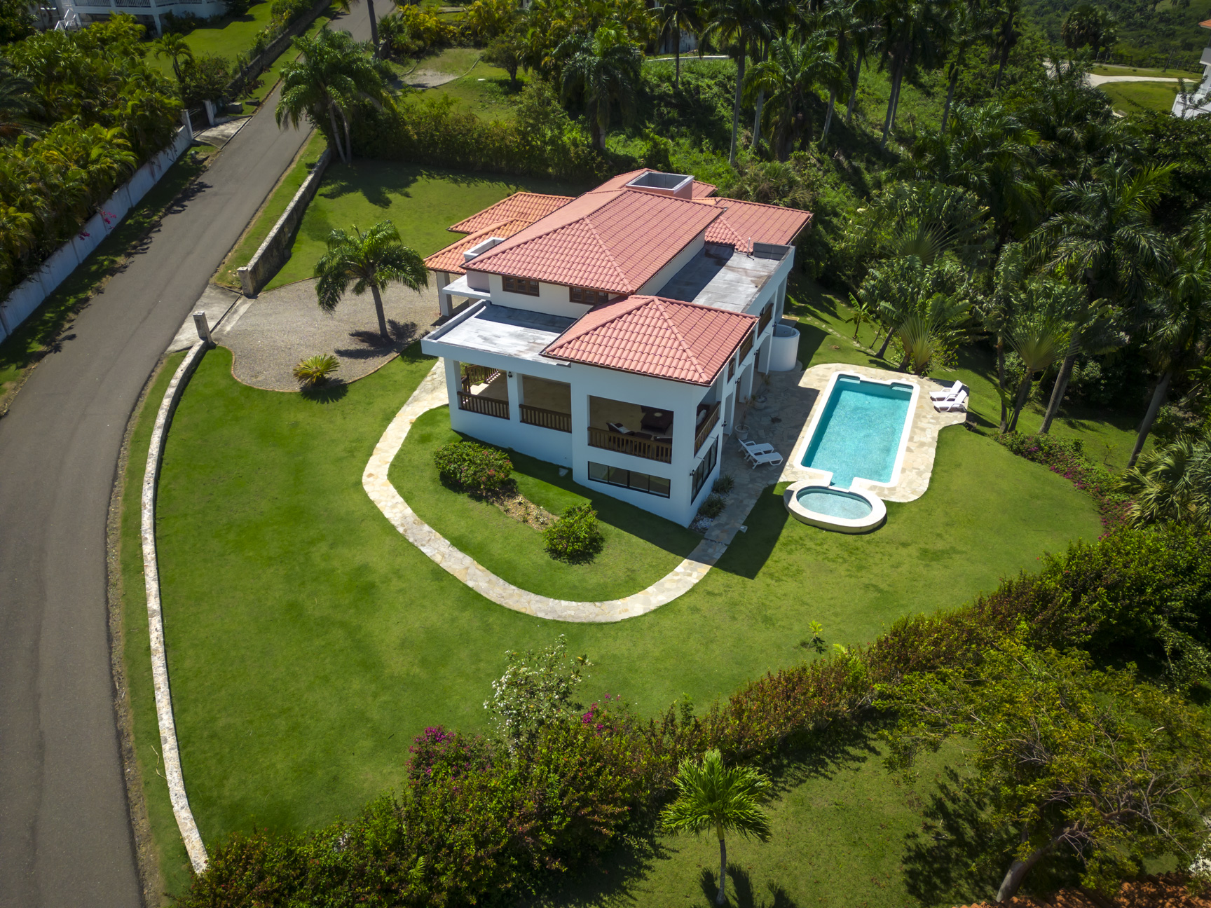 Aerial View of Villa and Pool