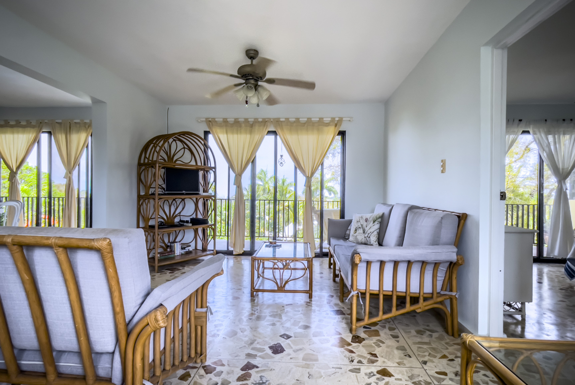 Trade Winds Condo Living Area with walkout to Balcony