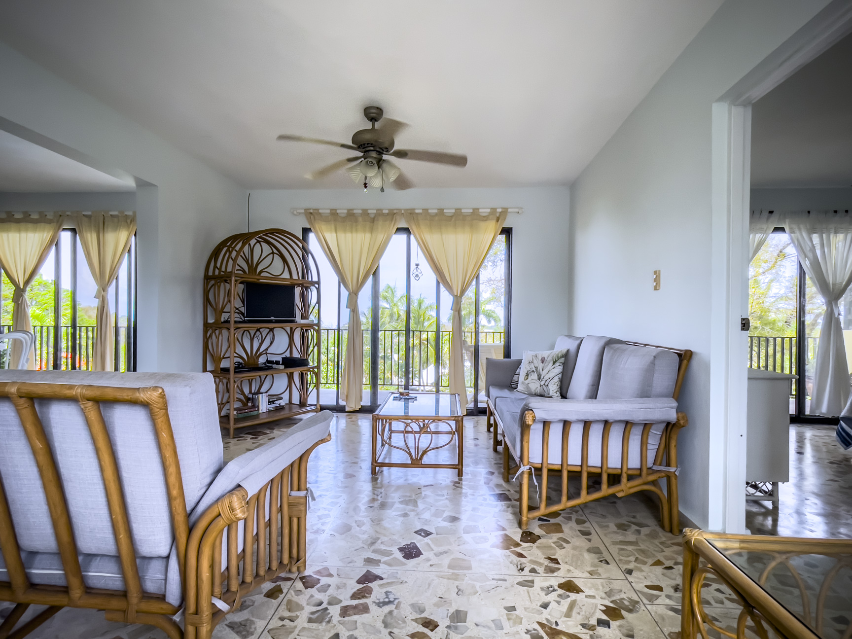 Trade Winds Condo Living Area with walkout to Balcony