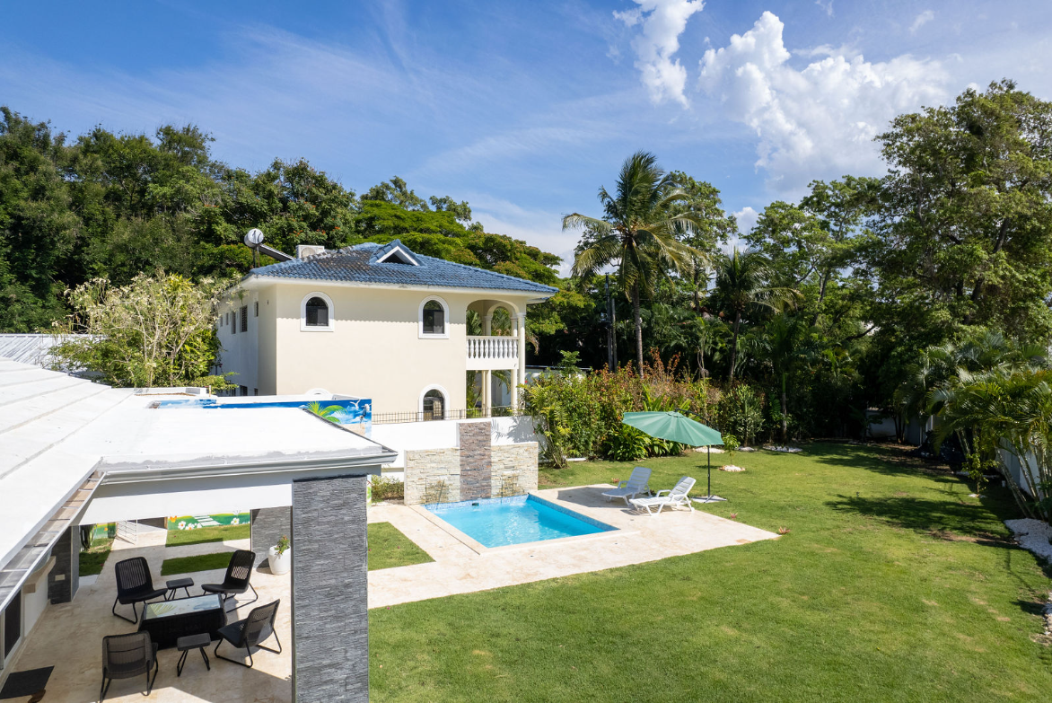 Rear view of 5 Bedroom Villa For Sale in Sosua showing Pool and Patio