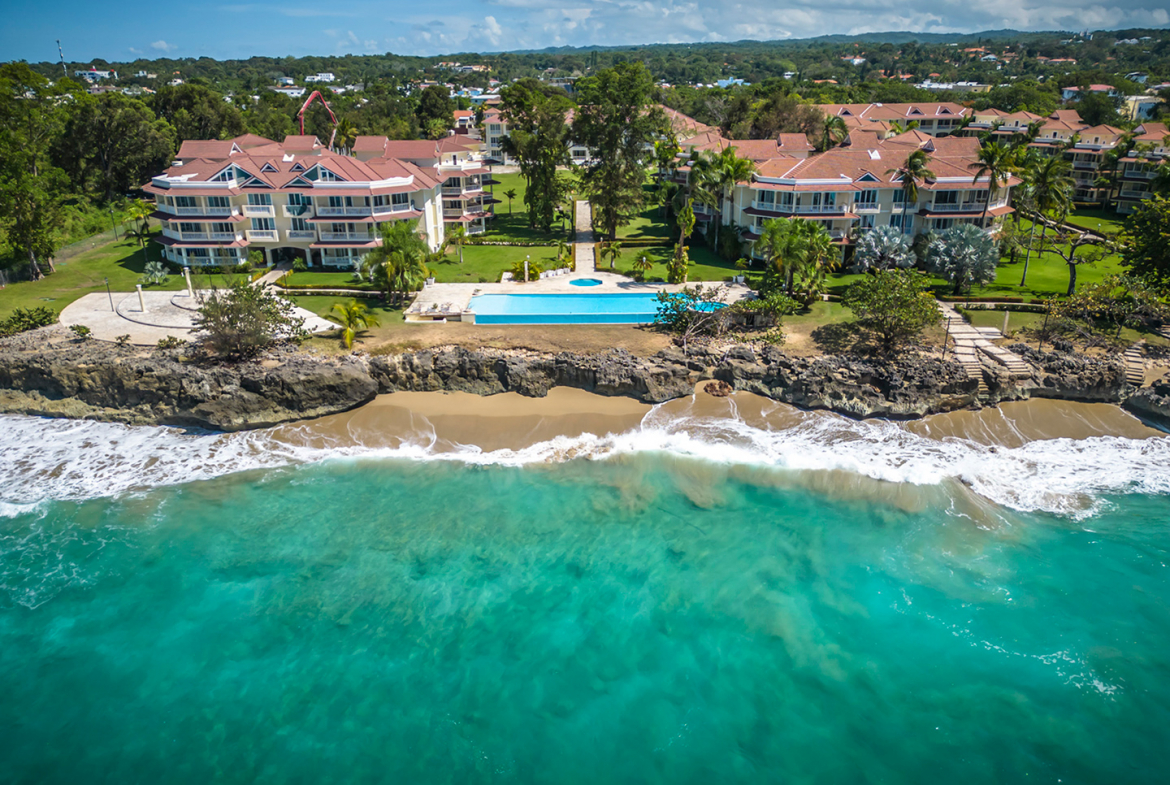 Aerial view of 3 bedroom oceanfront condo for sale
