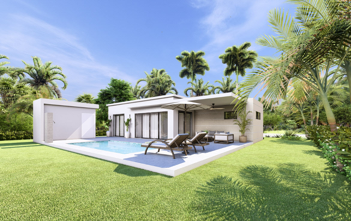 buyDRproperty Modern villa with a private pool, perfect for a relaxing Bliss vacation. Sosua Real Estate