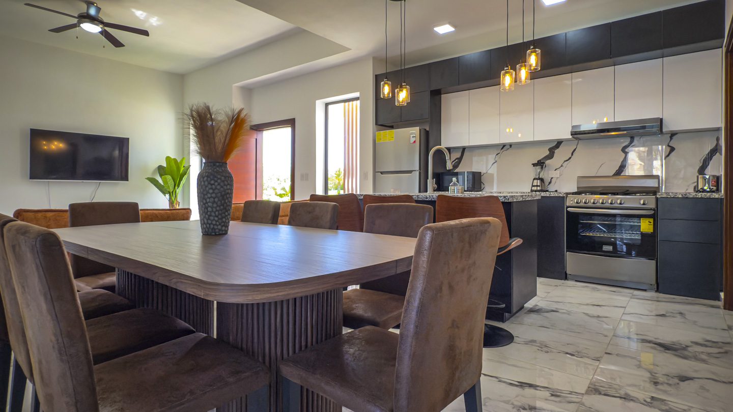 buyDRproperty Modern dining room with kitchen in a 3BR villa, Sosua Ocean Village Sosua Real Estate