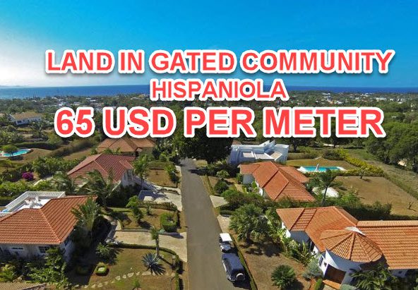 buyDRproperty Land for sale in a gated community, Hispaniola, priced at $65 USD per meter. Sosua Real Estate
