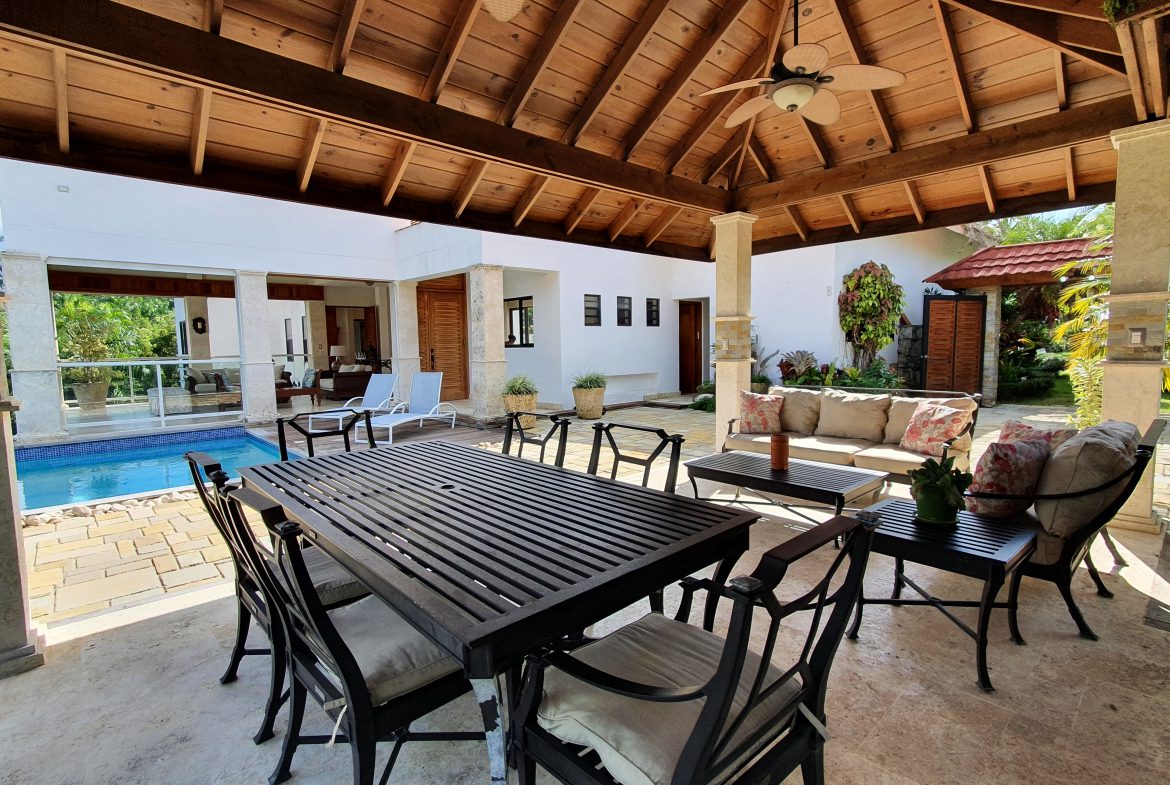 buyDRproperty Luxury outdoor patio with pool and gazebo, perfect for luxury home living Sosua Real Estate
