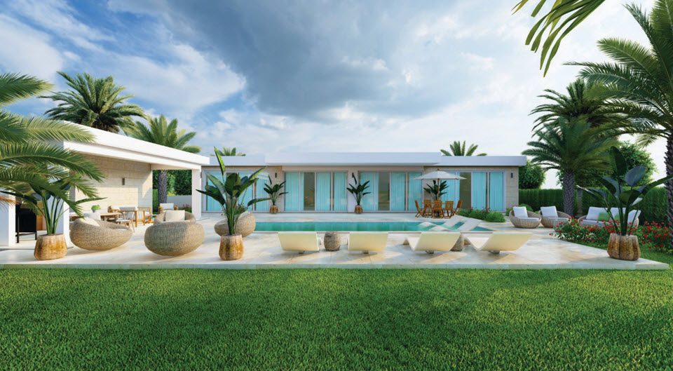 buyDRproperty Casa Linda development lot with pool and tropical landscaping. Sosua lot for sale. Sosua Real Estate