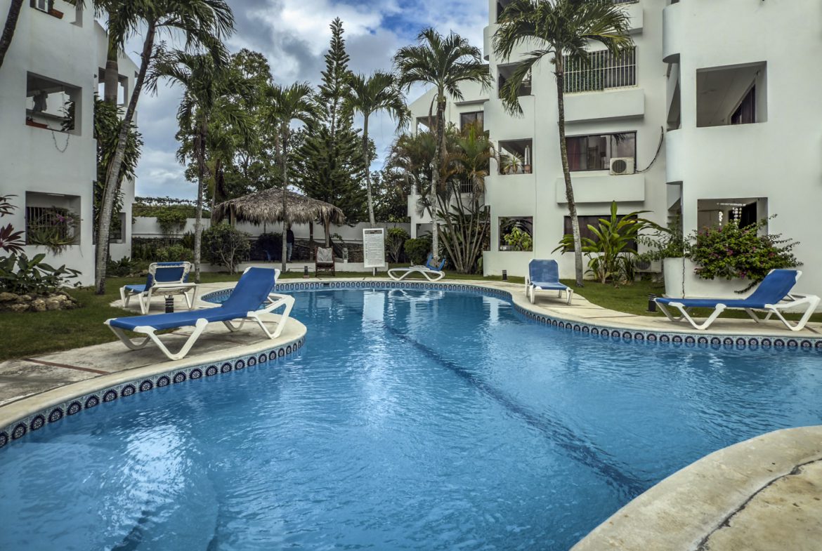 buyDRproperty Pool at Sosúa condo complex for sale near playa. Sosua Real Estate