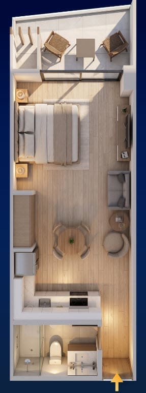 Smart Silver studio condo floor plan at Brickell Center Towers in Puerto Plata