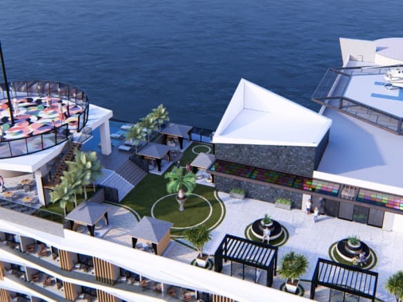 Brickell Center Towers rooftop with helipad and ocean views in Puerto Plata