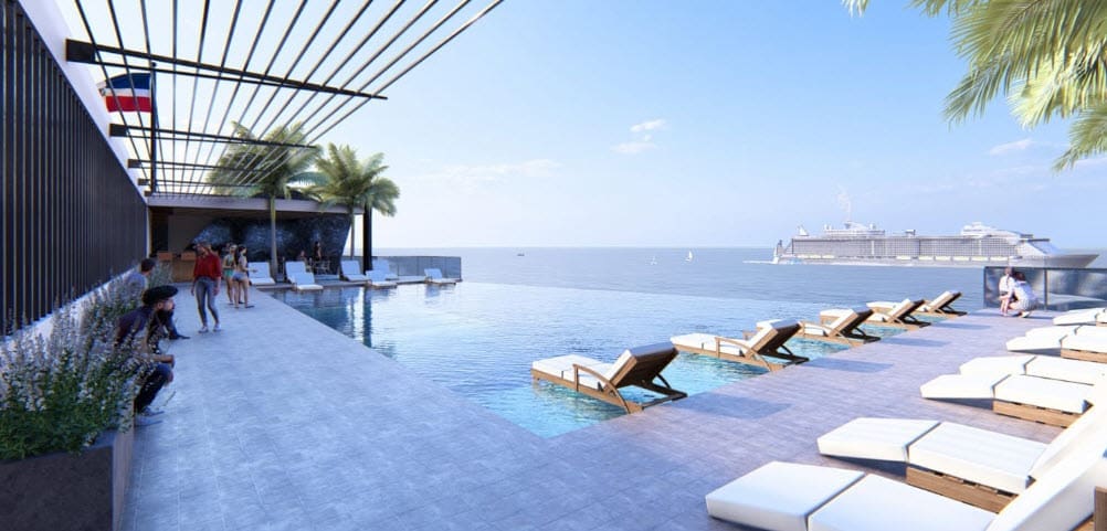 Brickell Center Towers infinity pool with ocean view in Puerto Plata