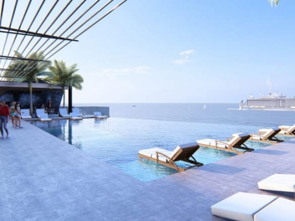 Brickell Center Towers infinity pool overlooking the Atlantic Ocean in Puerto Plata