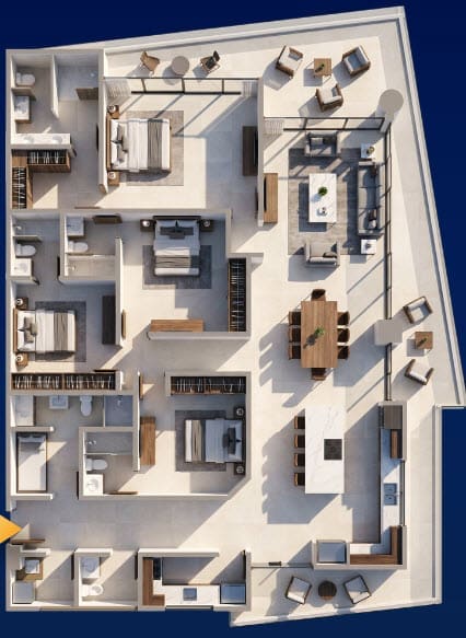 Collection Black Diamond penthouse floor plan at Brickell Center Towers Puerto Plata