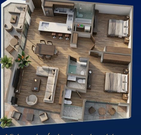 Elite Titanium condo floor plan at Brickell Center Towers Puerto Plata