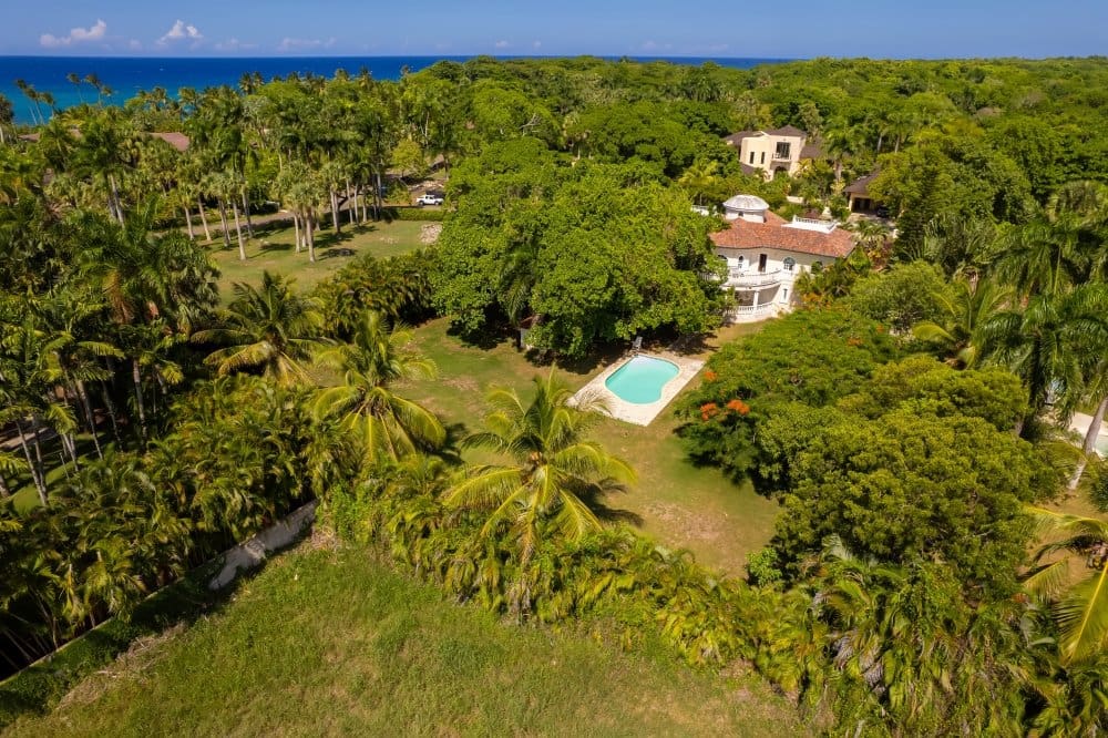 buyDRproperty Luxury villa with pool nestled in tropical palm trees overlooking the ocean. Sosua Real Estate