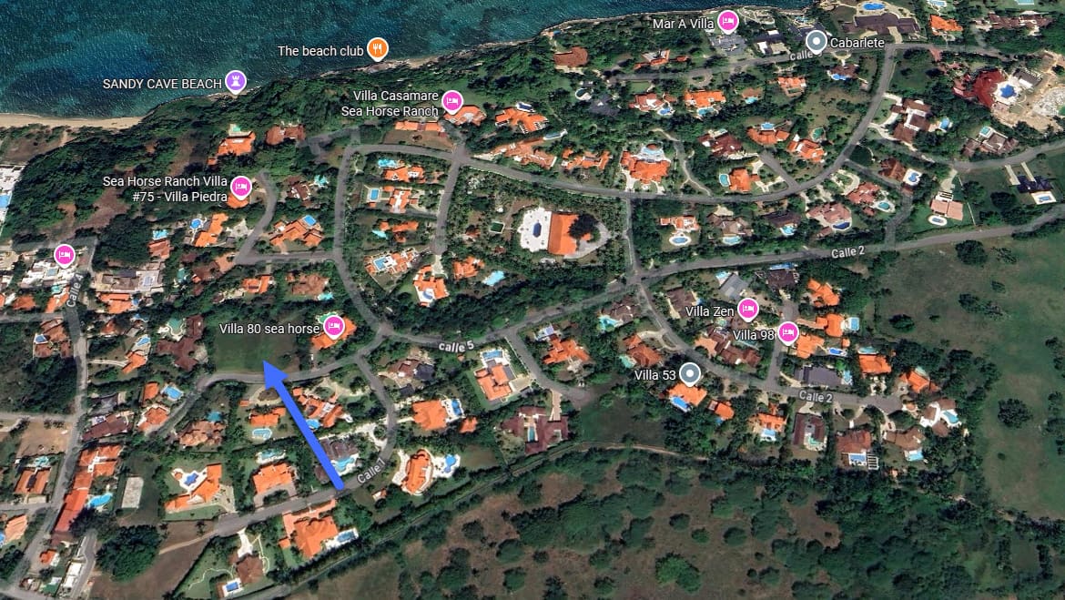 Aerial view of Sea Horse Ranch villas and beach club, Dominican Republic