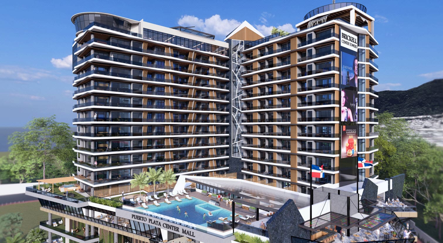 Brickell Center Towers luxury condos with swimming pool in Puerto Plata