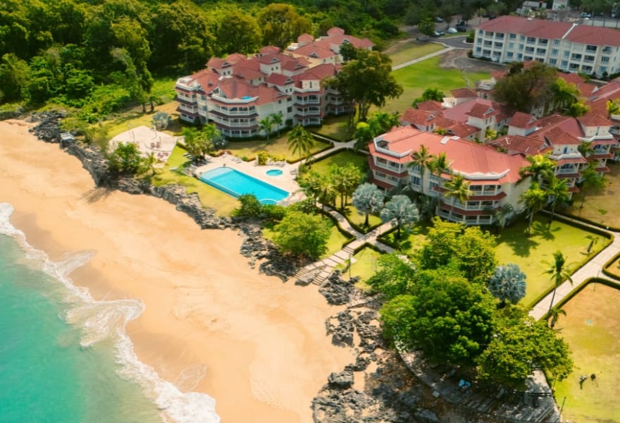 Luxury beachfront resort with swimming pool and ocean views
